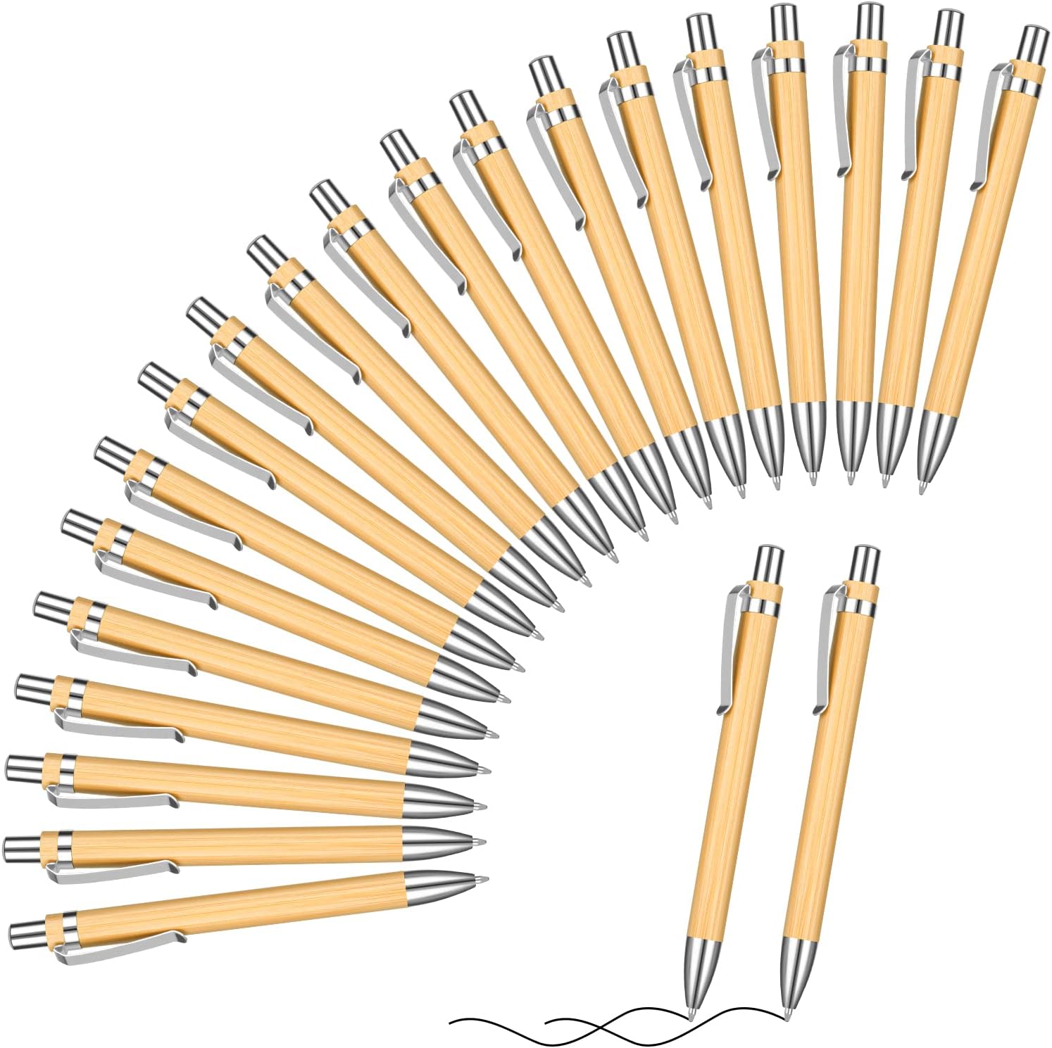 OSDUE 20 Pcs Ballpoint Pens, Bamboo Pen Retractable Ballpoint Pen