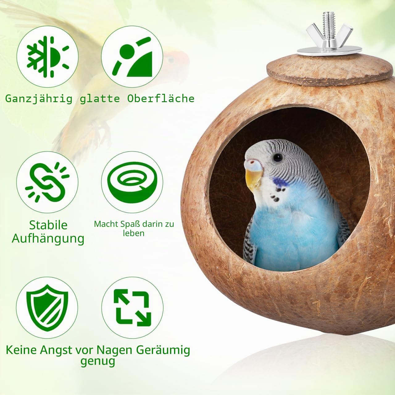 Popetop Nest für Vögel, Winter, warm, Vogelnest, Natur, Kokosnuss, Simulation, Nistkasten für Gras, Hütte, Vogel, Sittich, Nistkasten
