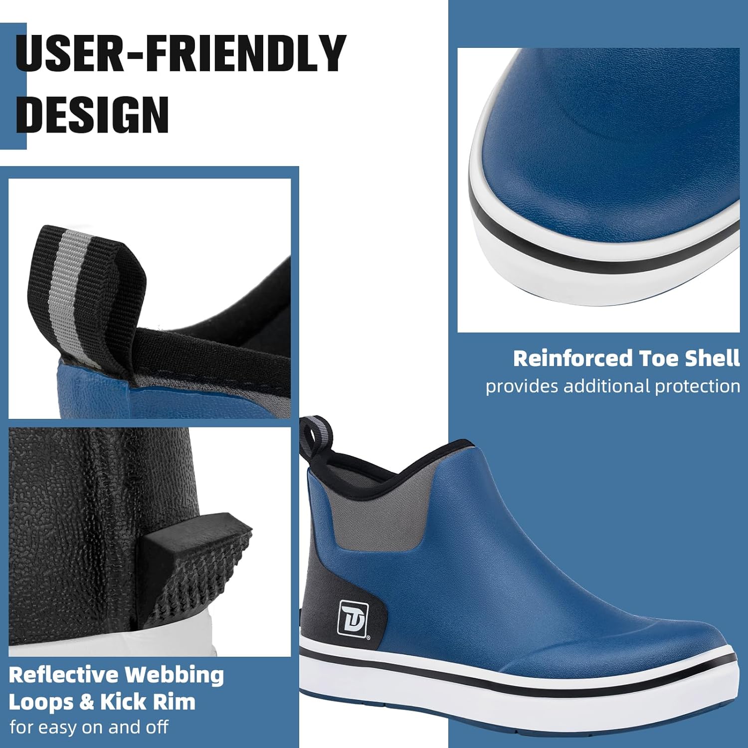 Trudave Mens Deck Boots, Waterproof Rubber Fishing Rain Boots, Anti-slip Short Ankle Shoes for Outdoor Fishing, Boating, Size 5-14 - Image 6