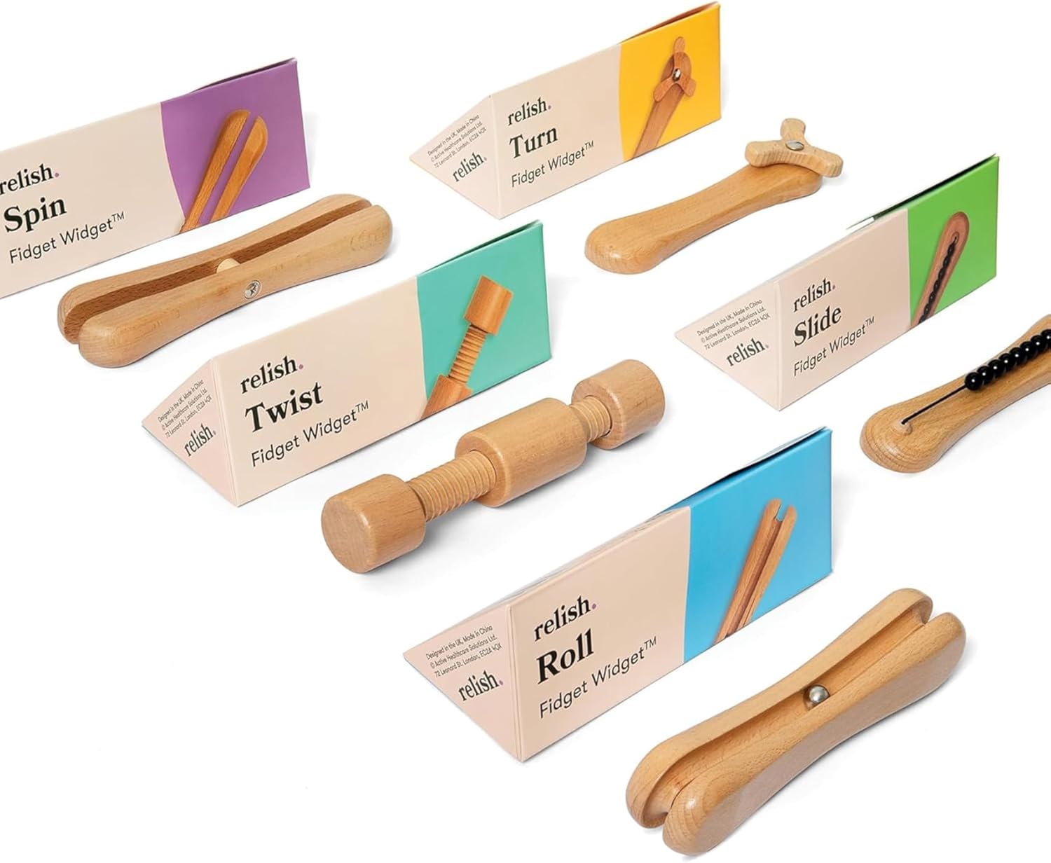 Relish - Adult Fidget Toys, Fidget Widget Wooden Toy Set – Alzheimer’s & Dementia Sensory Products, Activities for Elderly/Seniors