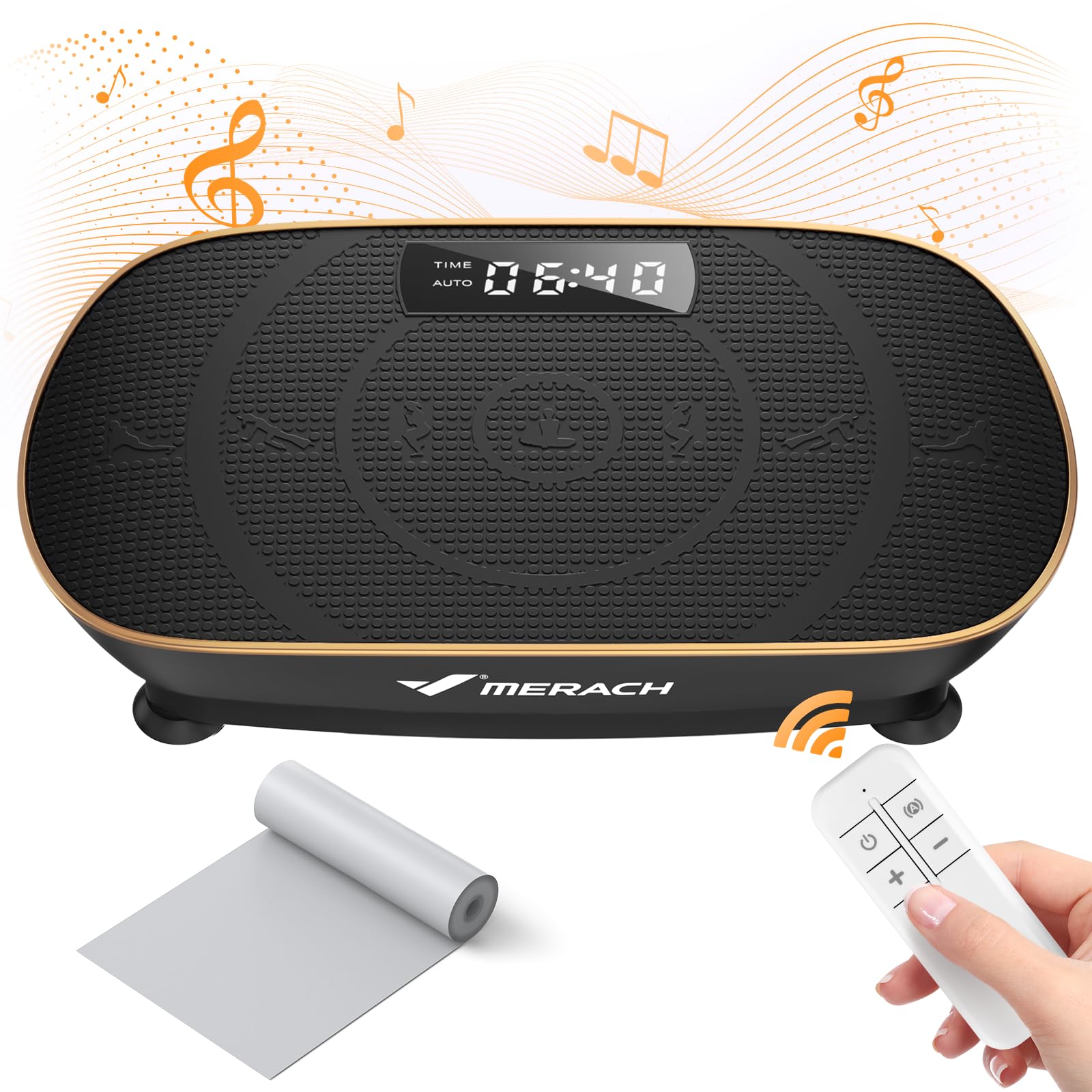 MERACH Vibration Plate Exercise Machine,Whole Body Workout Vibration Platform Machines Fitness Platform Vibration Plate for Lymphatic Drainage,Motor Speed Control ,Weight Loss & Shaping - Black Gold