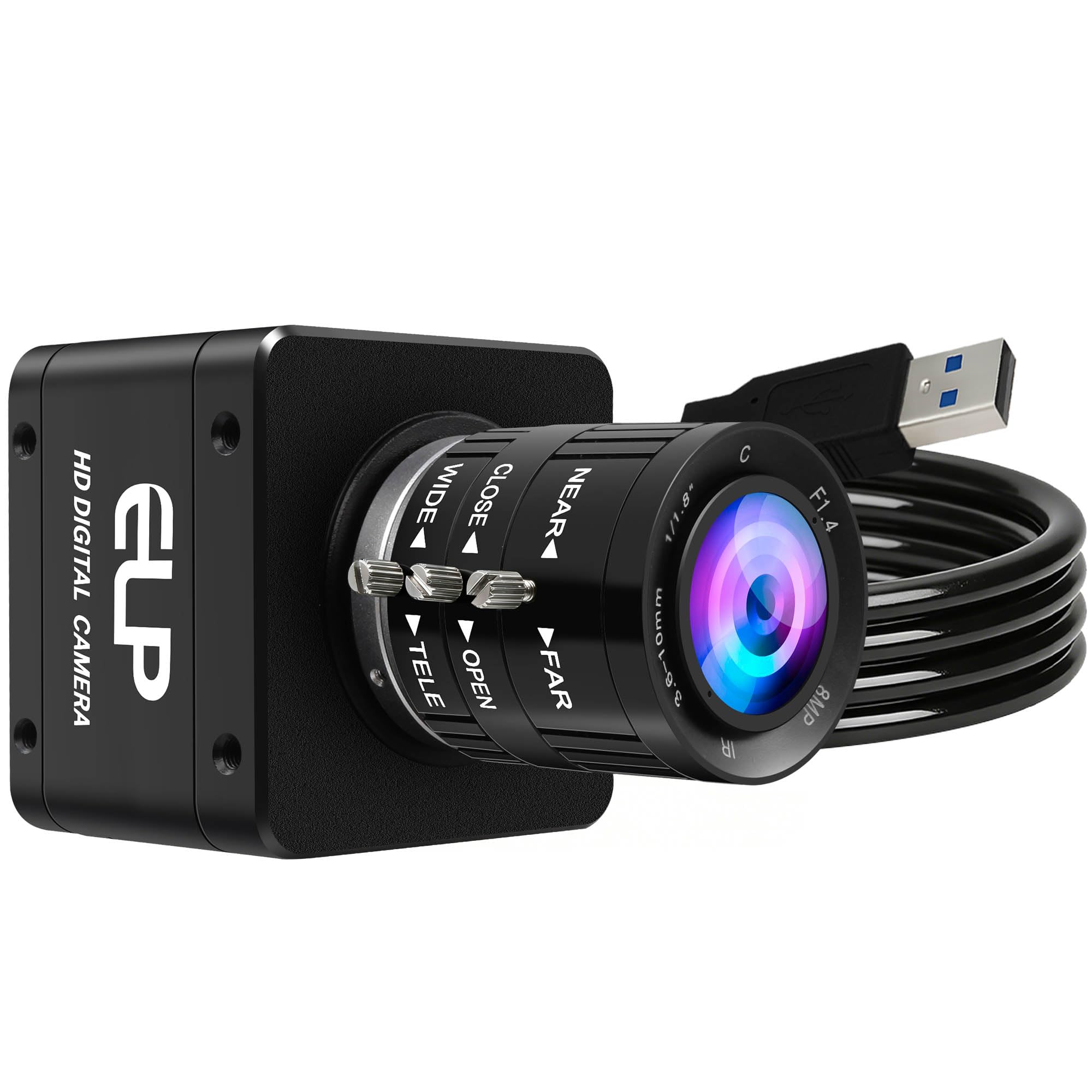 ELP High Speed Global Shutter USB3.0 Zoom Camera, 720P/200fps, 1200P/120fps, 3.6-10mm 3X Zoom Webcam, USB3.0/2.0 Manual Focus Lightburn Cameras for Windows, Linux, Mac, Pi-image-44
