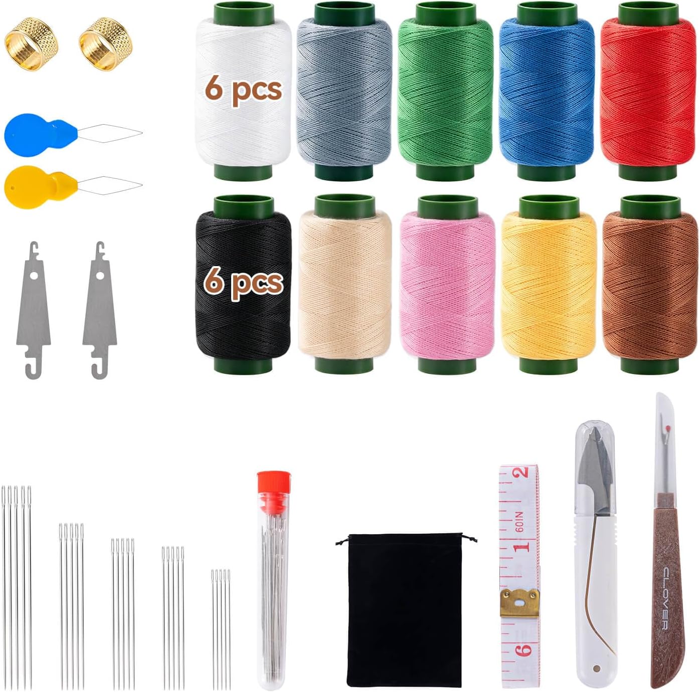 55 PCS Sewing Kit for Adults & Beginners, Steel Needles for Hand Sewing, Accessories and Supplies, Needle and Thread Kit for Hand, Home, Travel & Clothing Repair