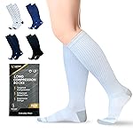 Copper Compression Socks for Men & Women (15-20 mmHg) - Knee High Support Stockings for Nurses, Travel, Pregnancy, Running, Flight & Everyday Wear - White - Medium 1 Pair