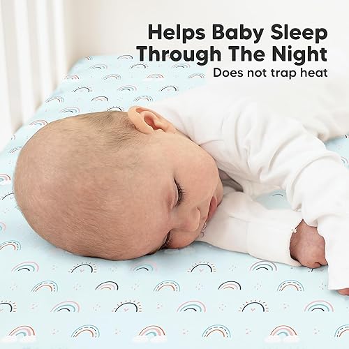 Vista 418 de KeaBabies - Juego de 2 sábanas orgánicas, unisex, suaves, 52 x 28 pulgadas, diseño neutro, de algodón jersey transpirable, con estampados adorables