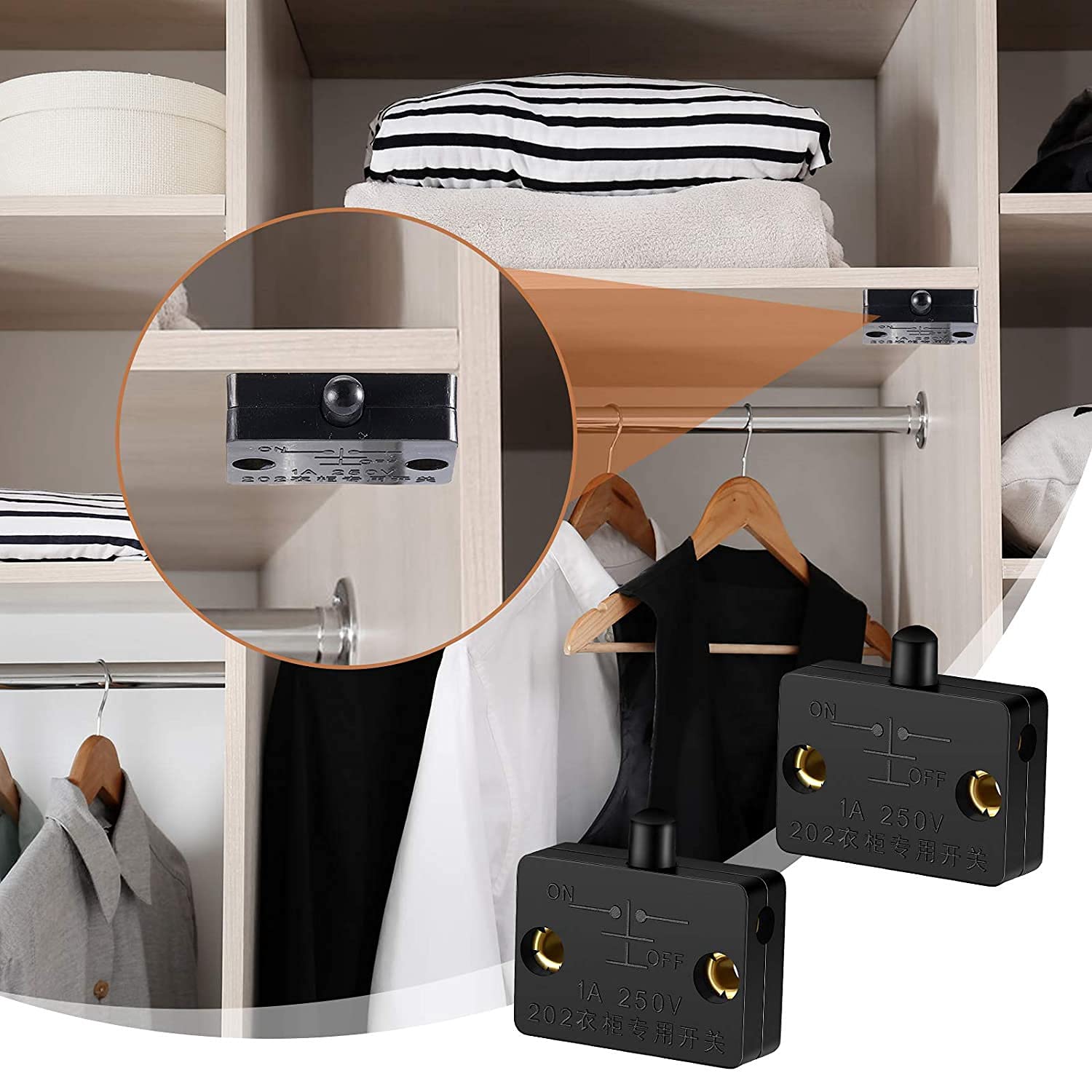 Echwave Schranklampen Schalter 8 Stück - Automatische Türkontaktschalter