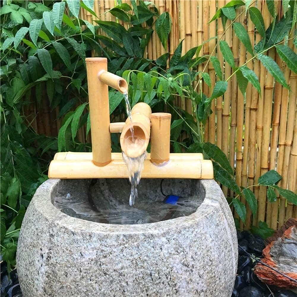 Bamboo Fountain Decor Water Spout with Pump Garden Decoration Waterfall Outdoor Garden Feature