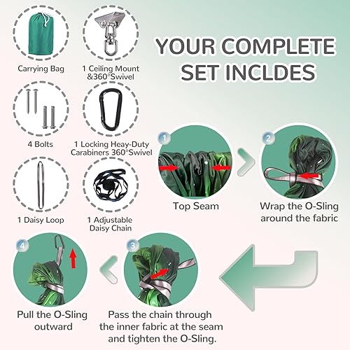 Miniatura 28 de Columpio sensorial para niños para interiores y exteriores, terapia de doble capa con kit de colgador giratorio 360, ajustable para niños y adultos