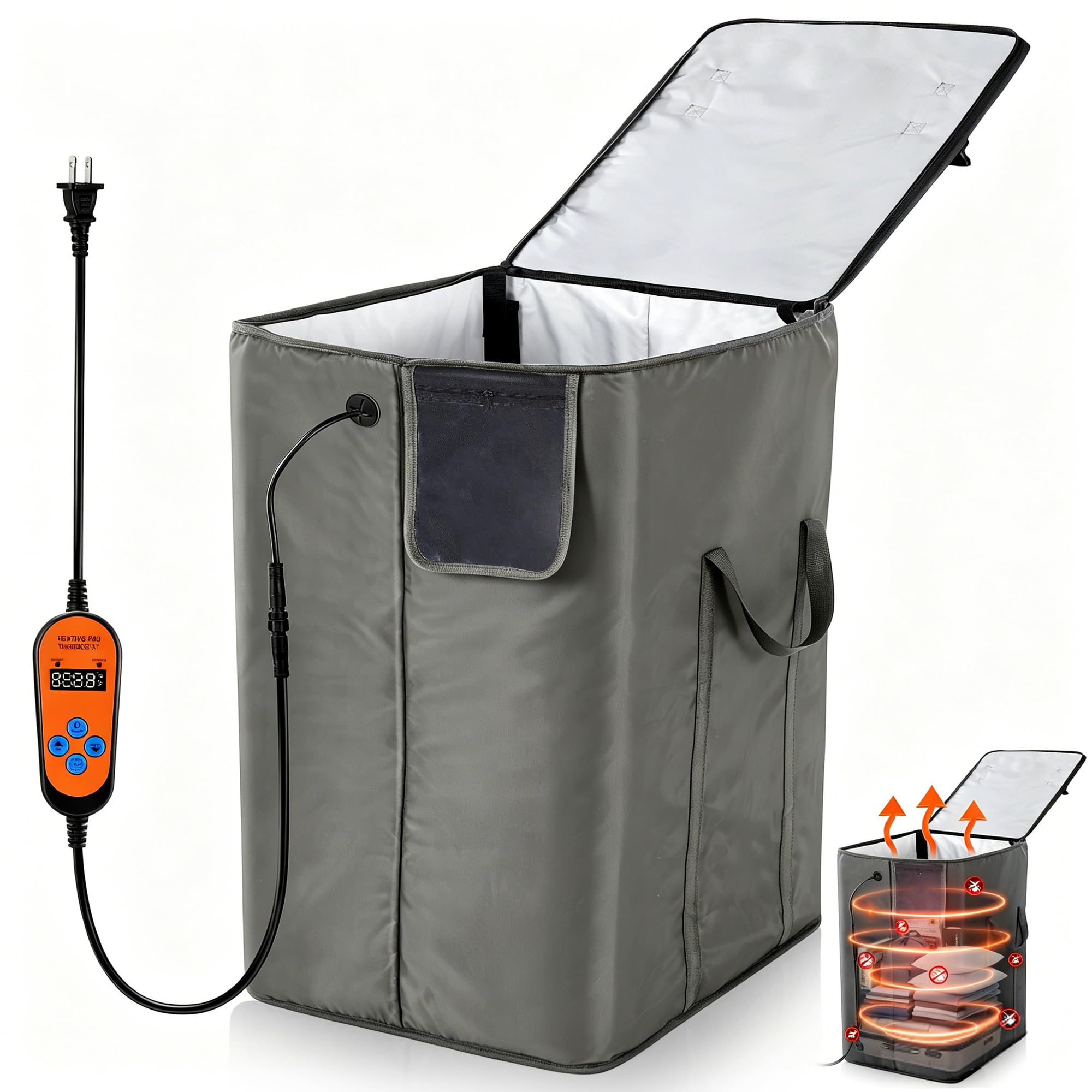 Equipo portátil de alta temperatura con temporizador digital y control de temperatura, calentamiento rápido a 68.3 °C (negro)