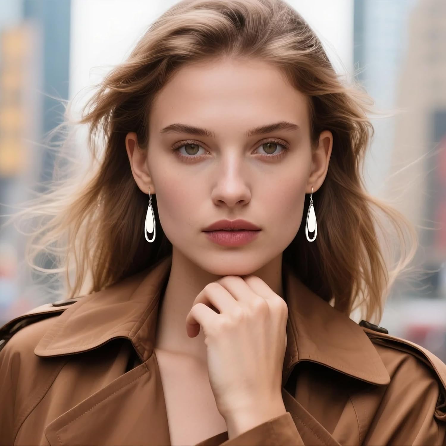 ALEXCRAFT 925 Sterling Silver Dangle Earrings for Women, Trendy 14K Gold Plated Drop Dangle Earrings Jewelry Hypoallergenic Teardrop Leverback Dangling Earring - Image 2