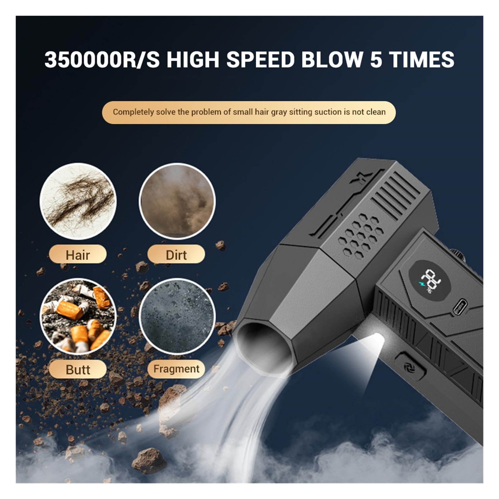 Soffiatore per foglie, Ventilatore Turbo Violent con display luminoso, soffiatore d'aria elettrico senza spazzole