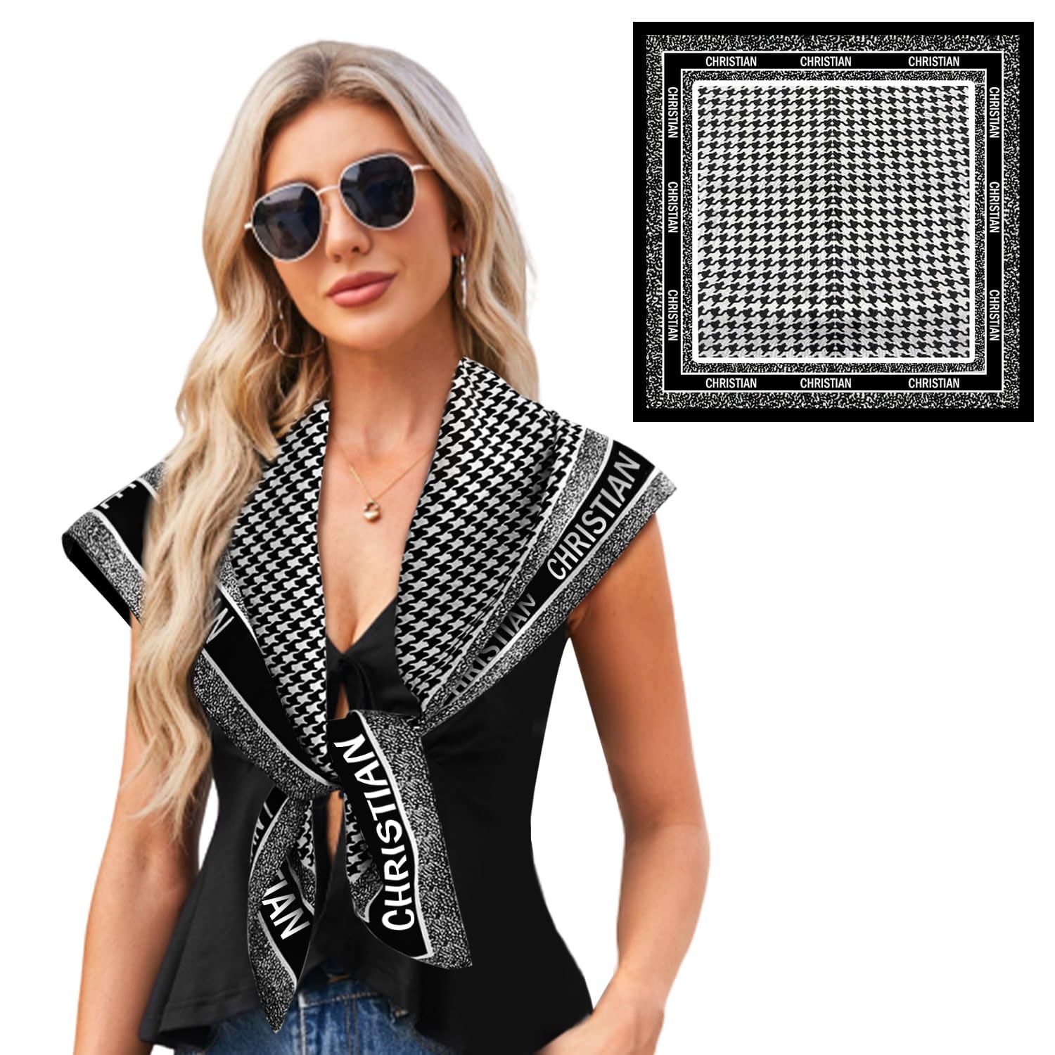 BendJoyStole for Women 35" Square Silk Like Head Scarf for Women Fashion Satin Scarf for women Breathable Digital Printed Scarves Wraps Headscarf