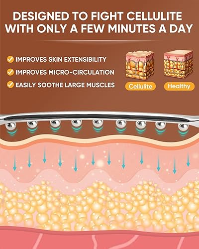 Miniatura 3 de ONUEMP Barra Gua Sha de acero inoxidable, masajeador de drenaje linfático, removedor de celulitis, herramienta raspadora muscular de punto de