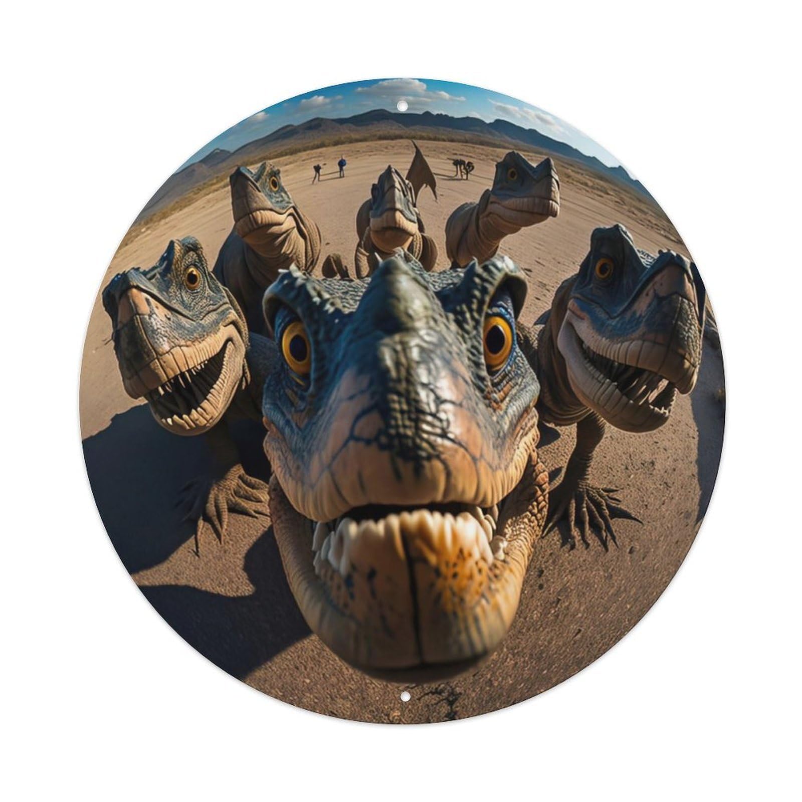 Funny Animals Dinosaur Family Selfie Metal Tin Sign