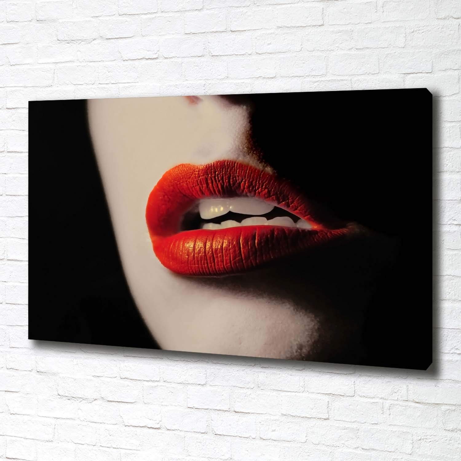Tulup Tirages sur toile - art mural - tirages sur toile - thème d'image - 100x70 cm - Sensualité - Rouge - Lèvres Rouges