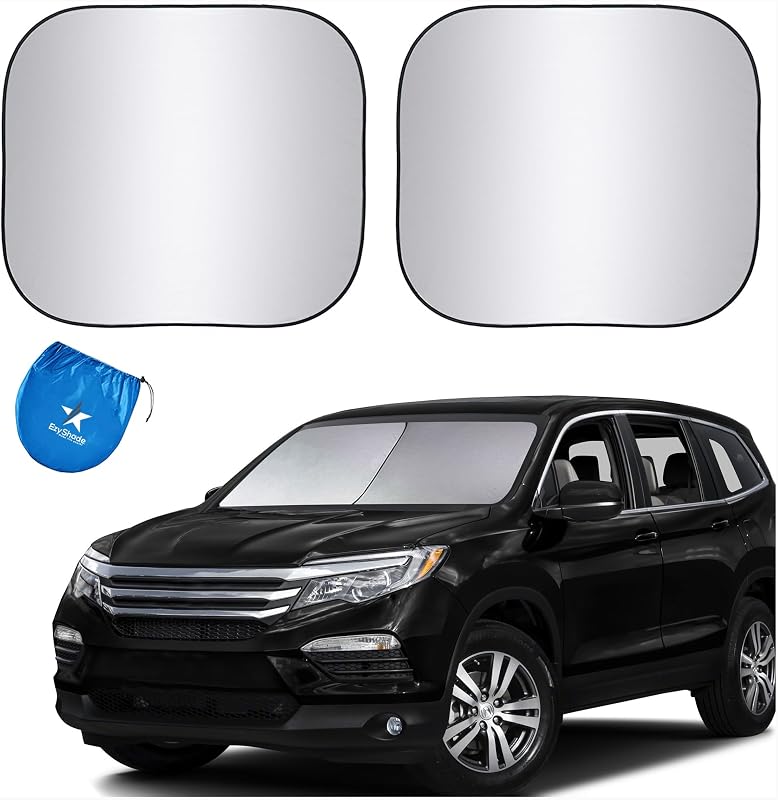 EzyShade Car Windshield Sun Shade. See Vehicle Size-Chart. Large (L) Size | Foldable 2-Piece Sunshade with Shield-X Reflective Technology. Sun Visor for SUV, Truck, Car Window Front. See Size Chart