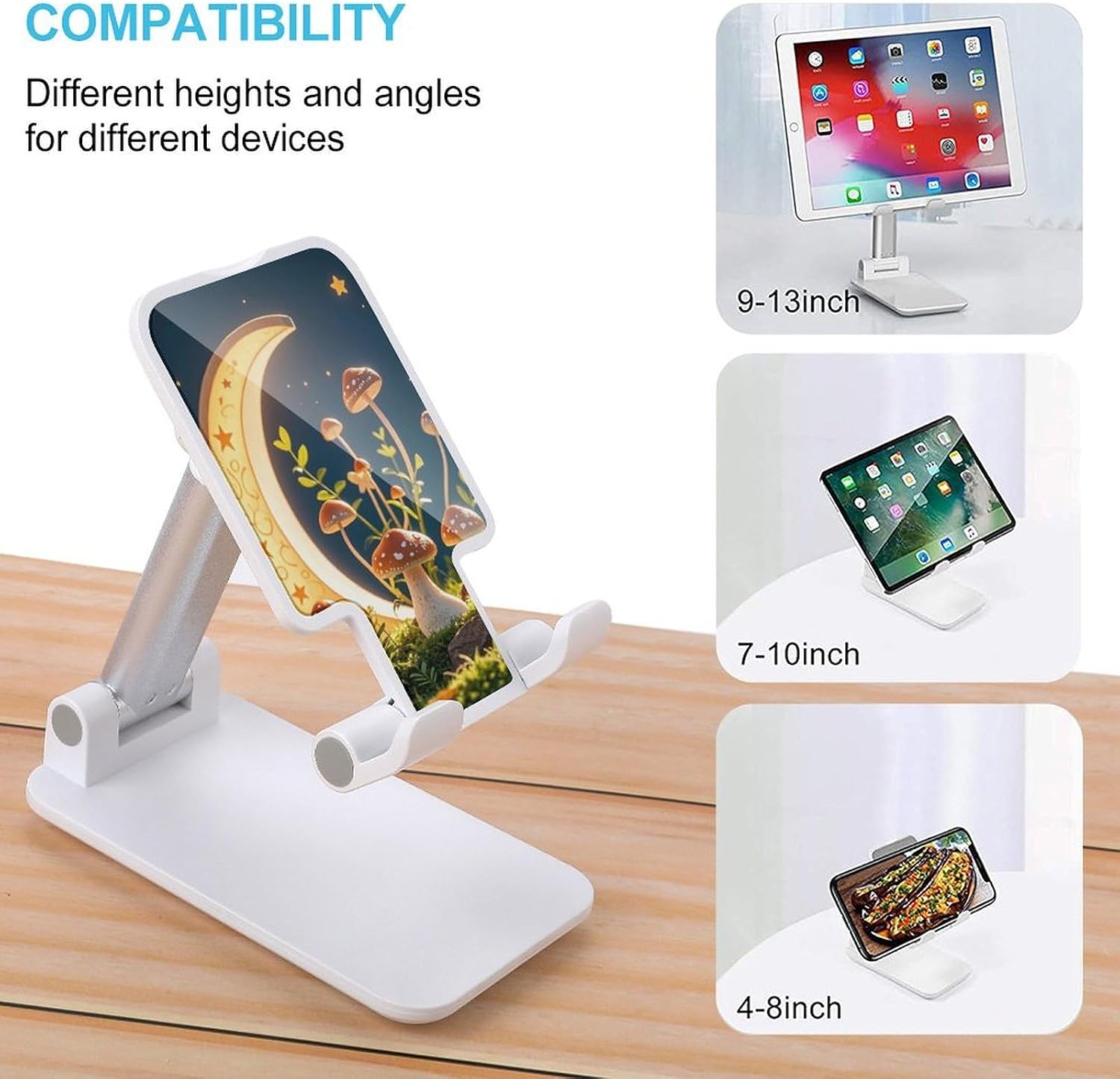 Mushroom Moon And Stars Folding Cell Phone Stand, Portable Phone Holder image 3