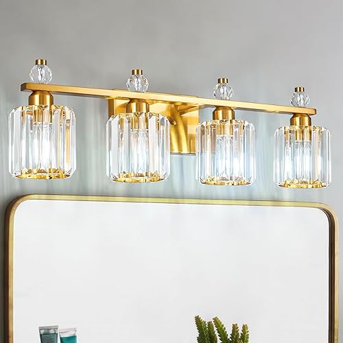 Miniatura 38 de Luces de tocador 4-Luces Modernas de Cristal para Tocador Luz de Baño Dorada Accesorios de Iluminación de Tocador sobre Espejo Lámparas de Tocador