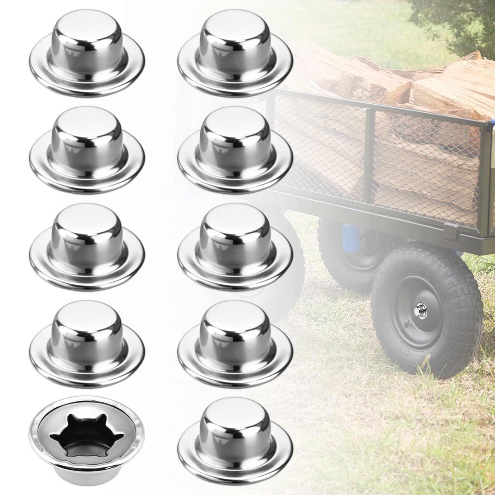 Push-On Pushnut Caps, Spring Steel 5/16" (7.9mm) Axle Cap Nuts, Permanent Push On Fastener for Hand Trucks, Lawn Wagons, Carts & Wheel Axles, 10 Pcs