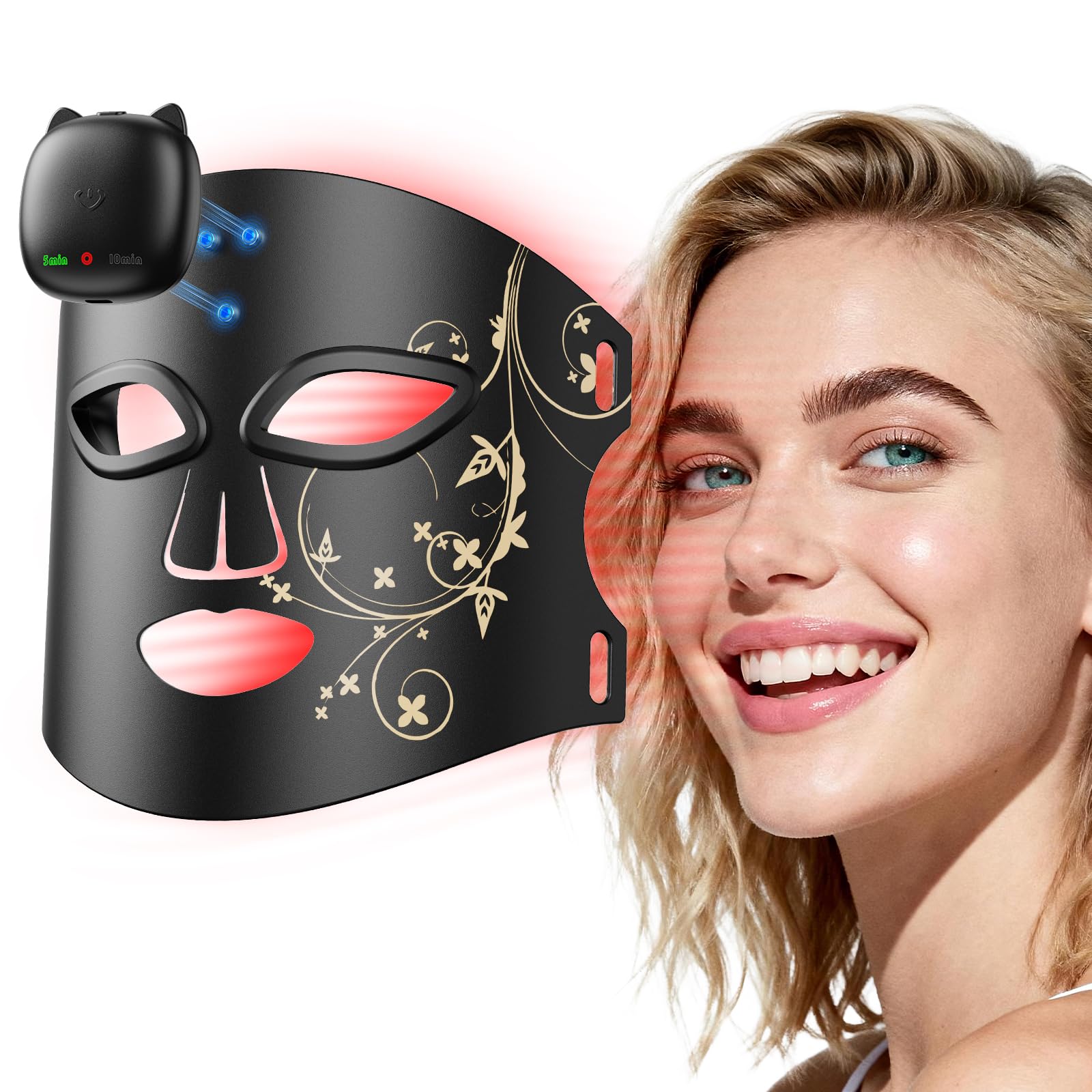 Red Light Therapy for Face 850nm Infrared LED Face Mask Light Therapy with 280 LEDs Cordless Red Light