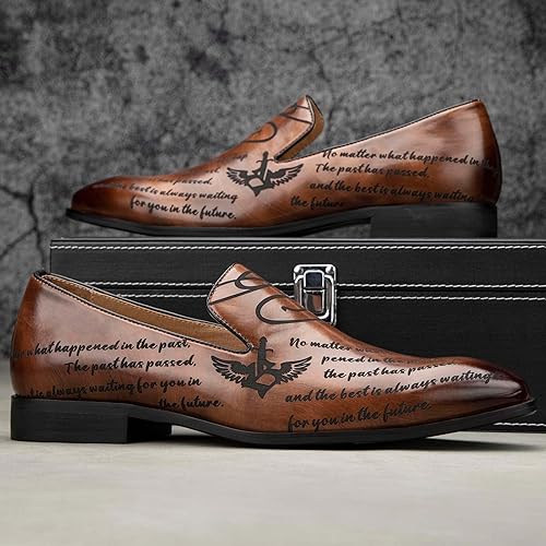 Miniatura 5 de JITAI Zapatos para hombre mocasines casuales de cuero y gamuza para hombre, cómodos tacones bajos, zapatos de vestir sin cordones para bodas,