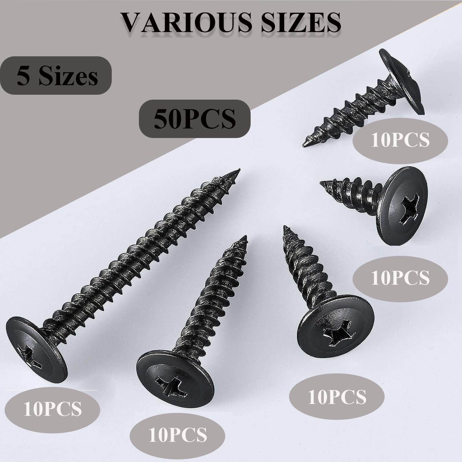 12 X 1-1/2 "Viti Autofilettanti A Testa Piatta Viti Per - Foto 3