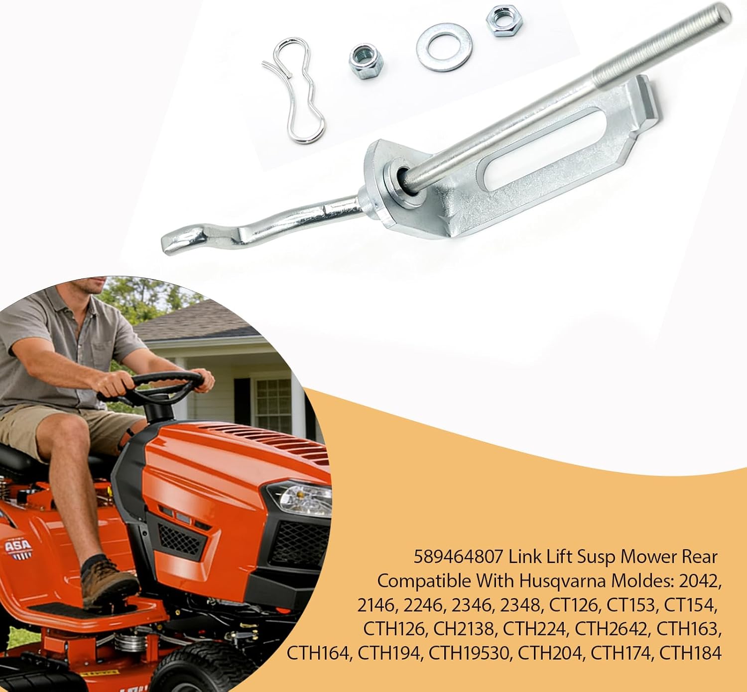 532195181 Lift Link Assembly Compatible with Husqvarna poulan 532195181,589464807,589464803 Fits YTH20K46 and Most LT CT TS YT Series Riding Lawn Mower