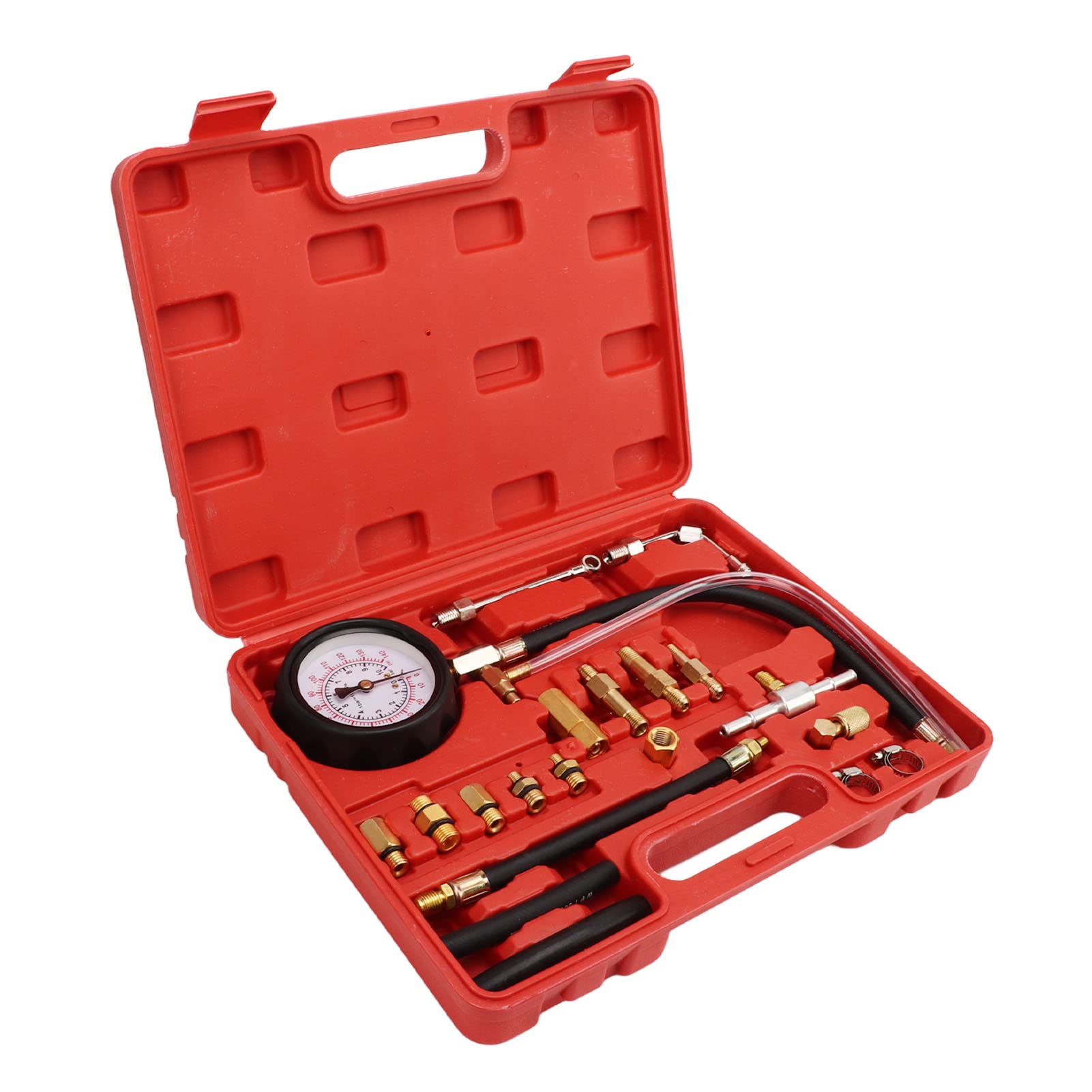 Brrnoo Kit Tester Pressione Iniezione Carburante con Adattatori Strumento Diagnostico Automobilistico da 0 a 140PSI per Motori a Benzina