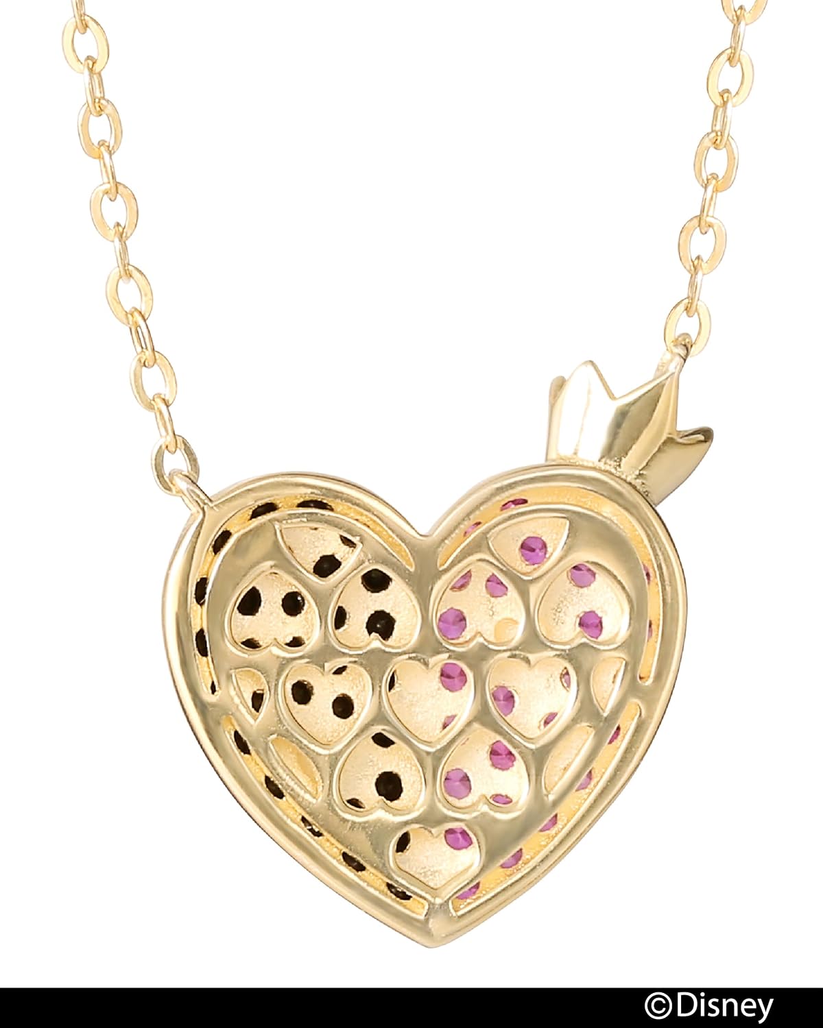 Disney Villains Necklace for Women 18" Official License, Gold Flash-Plated Sterling Silver Necklace with Cubic Zirconia