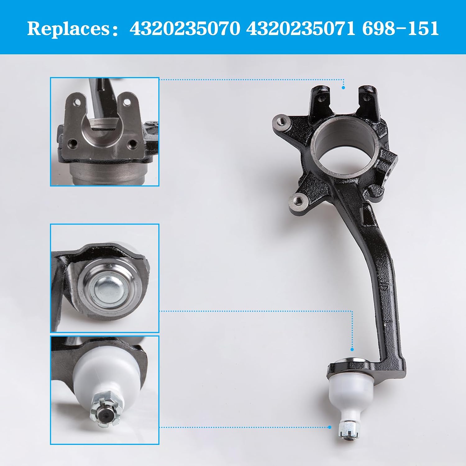 Tykick Front Steering Knuckle Spindle Left Side for Toyota Tacoma 1995-2004 Tundra 2000-2003 4Runner 1996-2002 Sequoia 2001-2004 2.4L 2.7L 3.4L 4.7L L4 V6 V8 Replaces 698-151, 4320235070, 4320235071