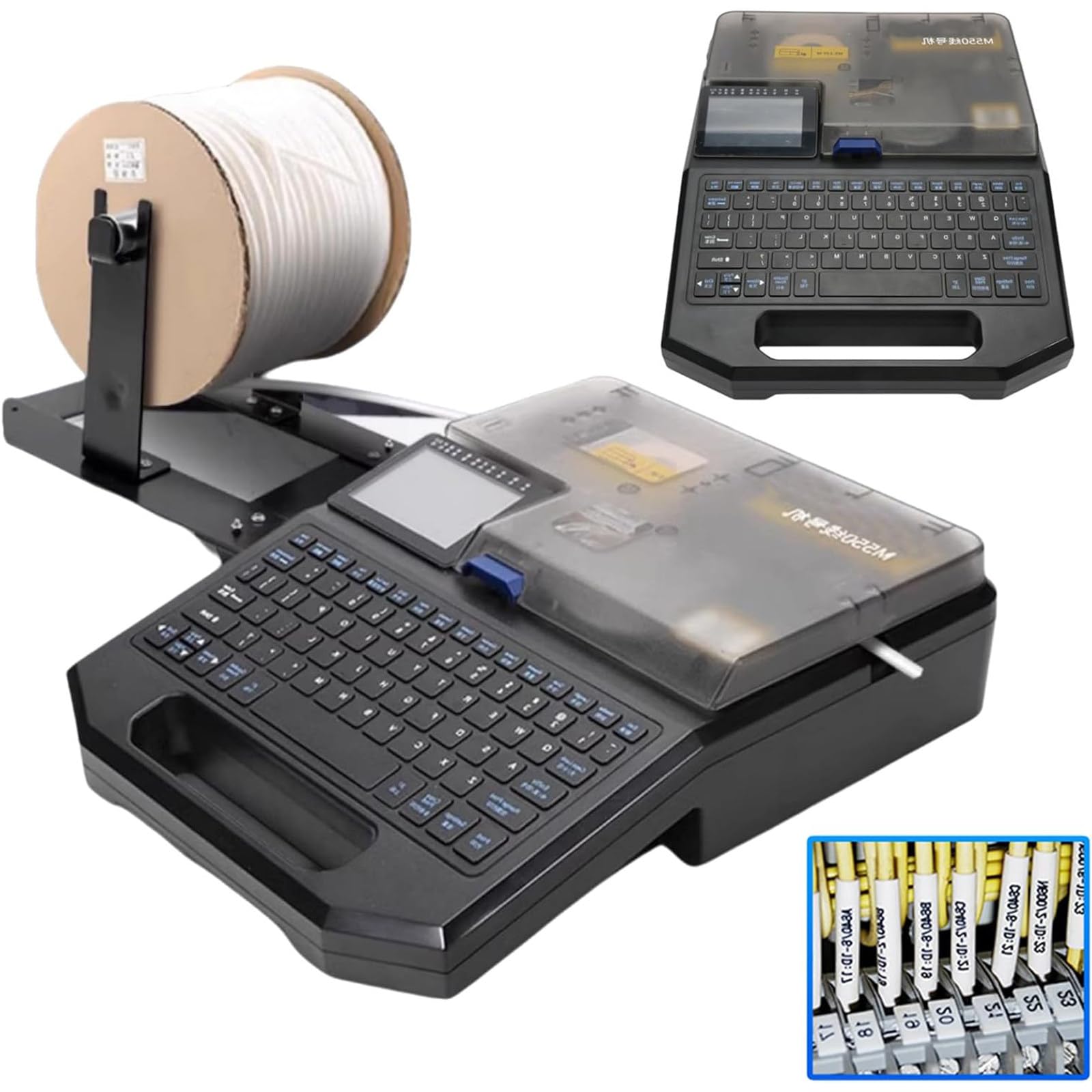 Kit stampante per etichette portatile, stampante per etichette portatile 40mm/S con nastri e adesivi, stampa veloce, taglio automatico, compatibile con vari nastri per etichette, autonomo
