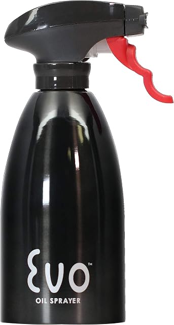 Evo Oil Sprayer 8113BLK Bottle, Non-Aerosol for Olive Cooking Oils, Black Stainless Steel