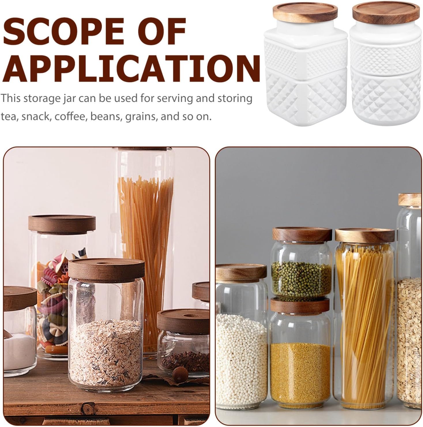 2pcs Glass Coffee Jars with Airtight Lids Storage Containers for Beans Tea Sugar Pepper Kitchen Canisters Tea Sugar Canister Set