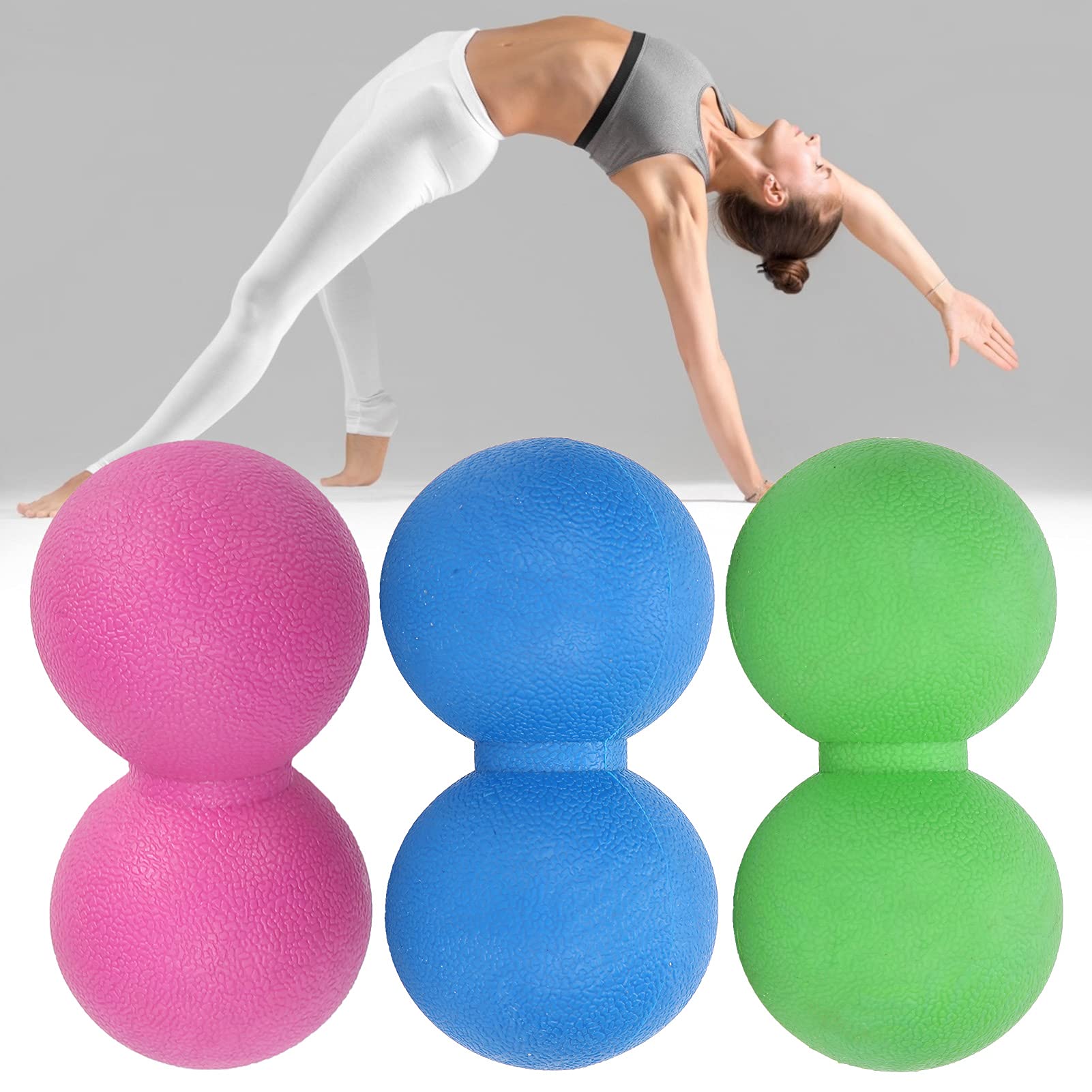 Pongnas Las Bolas de Masaje con Forma de maní Promueven la Relajación Fascial y Alivian la Fatiga Muscular, lo que Las Hace Adecuadas para Trabajadores de Oficina, Atletas, Niños y (Rosa roja +
