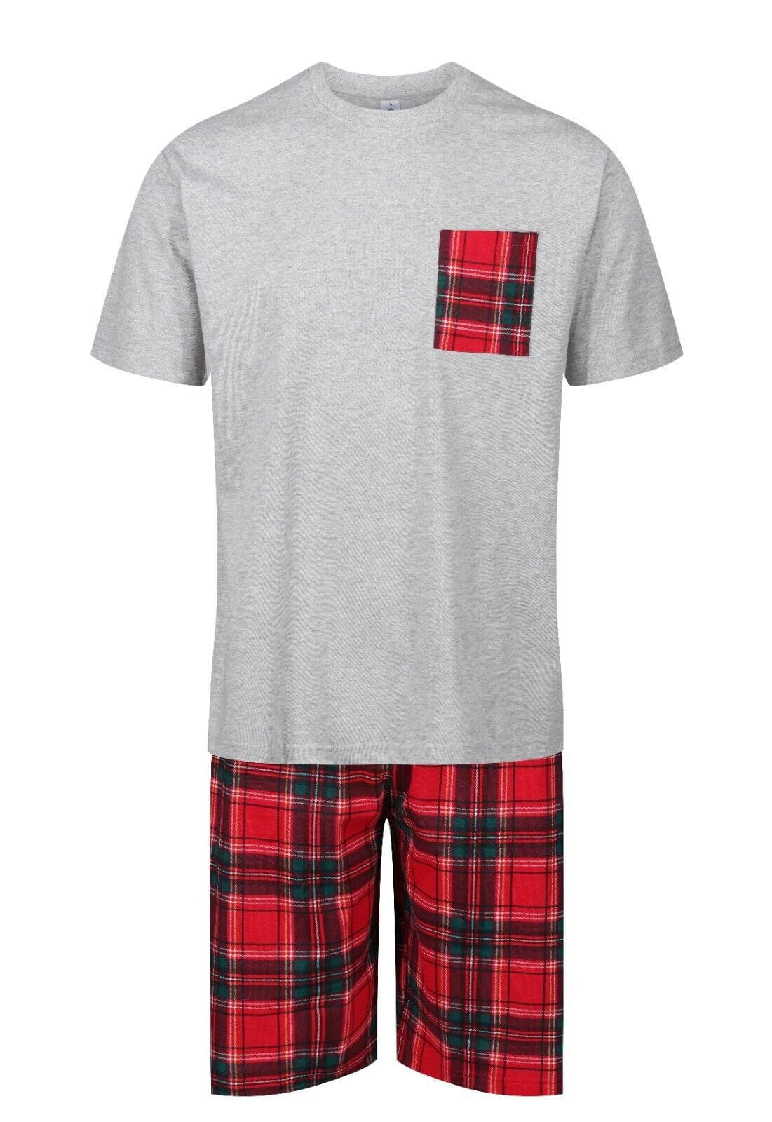 North East Mens Short Pyjamas PJ Set Premium Sleep Lounge Tartan Plaid Nightwear M-XXL New (PP Tartan Grey XXL)