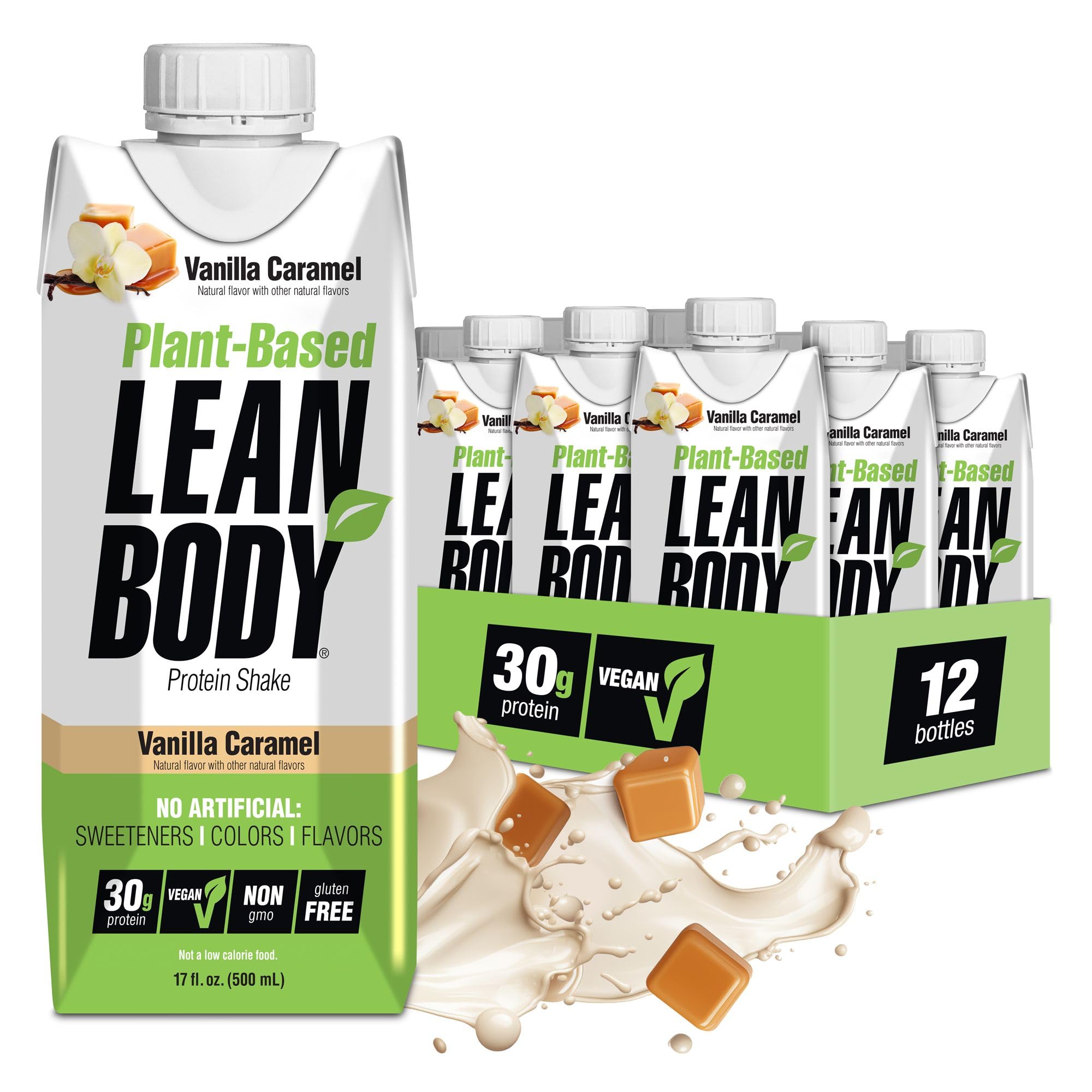 Labrada Shake proteico vegano pronto para beber sabor baunilha e caramelo, 30 g de proteína, 12 unidades