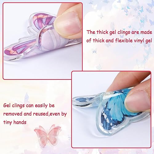 Miniatura 3 de 20 calcomanías de gel grueso de mariposa para ventanas, calcomanías de gel para ventana de mariposa para niños pequeños, hogar, avión, aula,