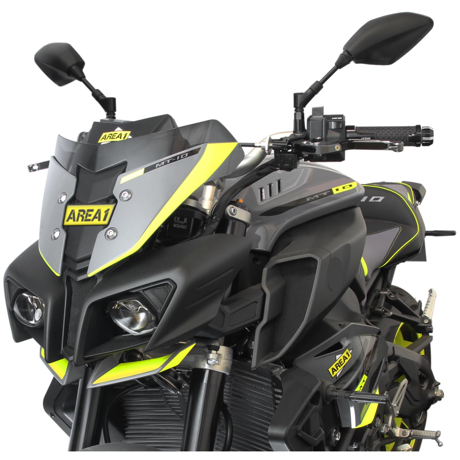 Area1 Set di specchietti per moto/Marchio di Omologazione E / 2xM10 destro, 2xM8 destro, 1xM10 sinistro, 1xM8 sinistro/adatto per X-City, Maxster, Versity (V23)