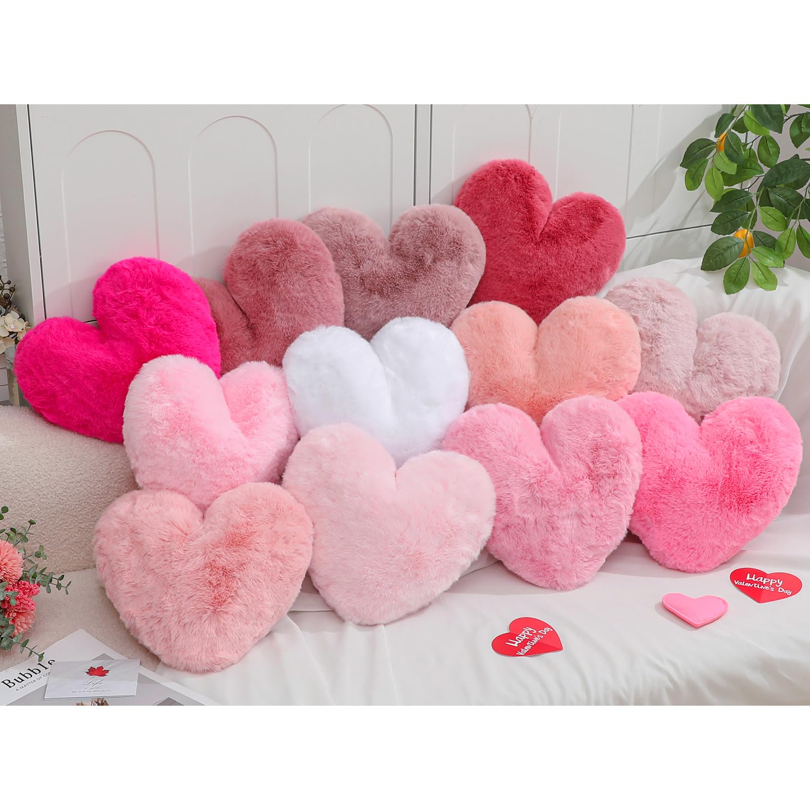 Amazon.com: Liliful 12 Pcs Heart Pink Pillows Valentine's Day Faux