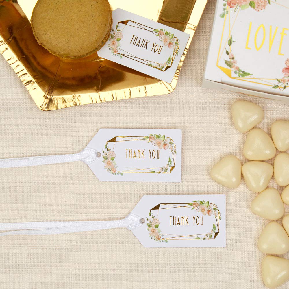 Neviti 775172 Etichette Per Bagagli Floreali – Confezione Da 10, Design Rosa/Pesca/Oro Con Scritta 'Thank You', 5x2,5 Cm - 2