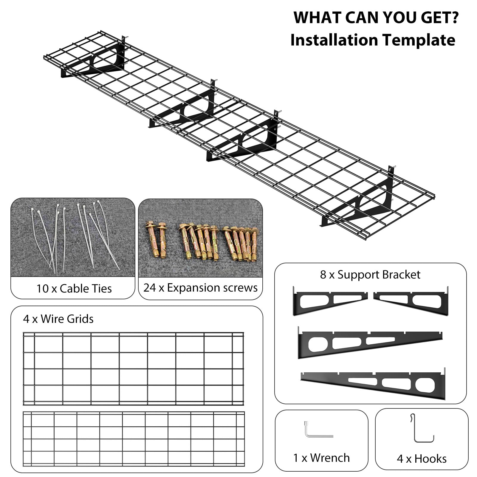 Set 2 Mensole Porta Attrezzi Da Parete Per Garage – Scaffali Industriali in Metallo, Portata 800kg – Ideale Per Officina, Magazzino, Cantina – Organizzazione Spazi, 2x4/2x6 ft