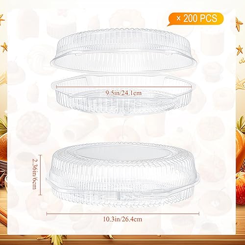 Miniatura 2 de 100 recipientes desechables de plástico de 9 pulgadas para tartas con tapas de bloqueo con bisagras, recipientes transparentes para flan con tapas,
