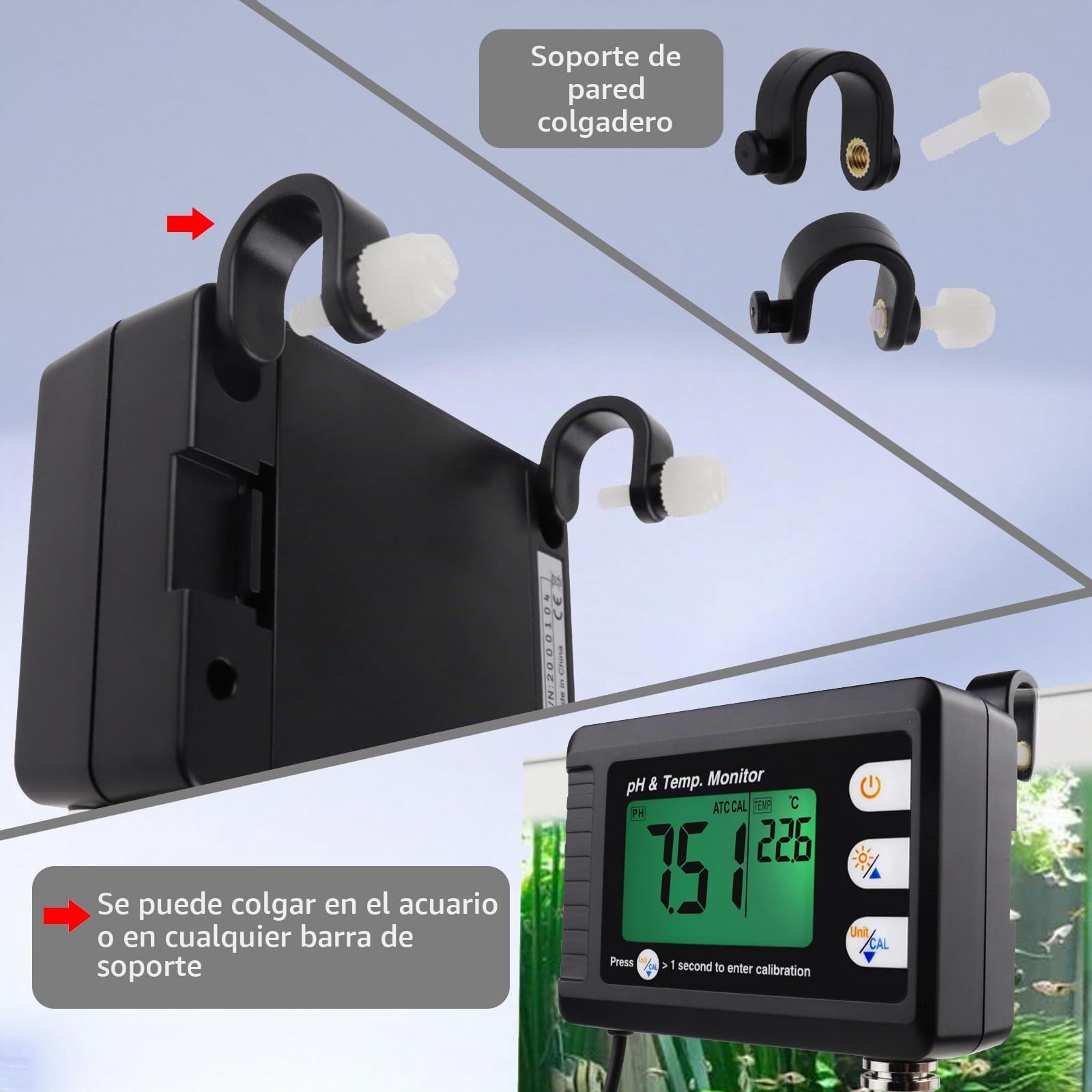 Medidor De Ph Y Temperatura 2 En 1, Medidor De Ph De 0 A 14, CalibracióN AutomáTica De Ph, Sonda De Electrodo Bnc Para Acuario HidropóNico, Medidor De Agua, Alimentos De Laboratorio, Agua Potable