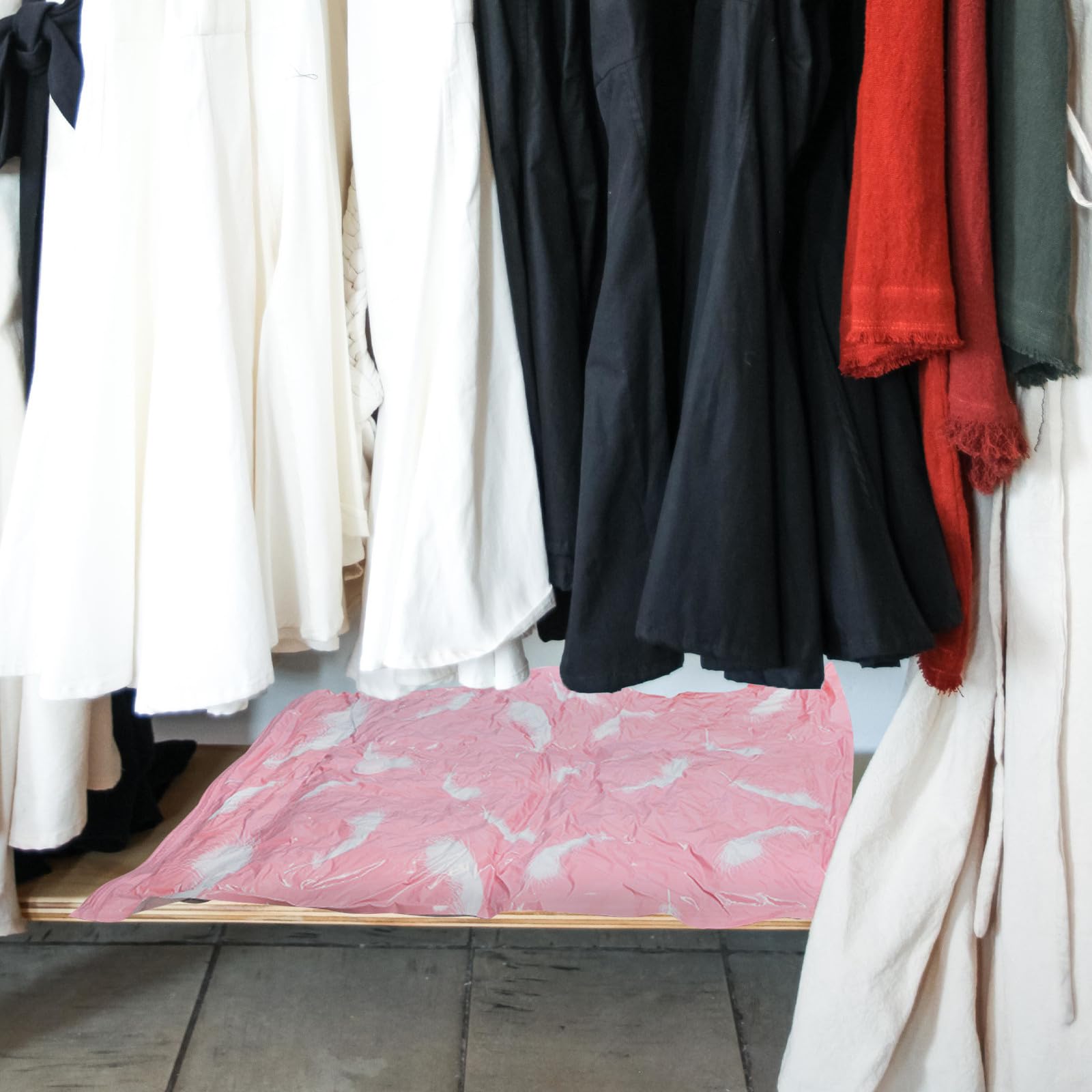 Bolsa de Almacenamiento de Ropa al Vacío Grande Rosa Plegable y Fácil de Transportar Adecuado para Guardar Ropa en Interiores