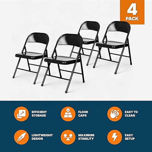 Miniatura 7 de OEF Furnishings OEF900 Series - Sillas plegables de acero ligeras prémium (paquete de 4, negro) Negro -,Beige,https://www.amazon.com/dp/undefined