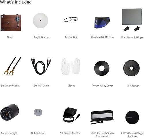 Miniatura 9 de Fluance RT85 - Tocadiscos de vinilo de alta fidelidad de referencia con cartucho azul Ortofon 2M, bandeja acrílica, peso de récord, lápiz óptico 3