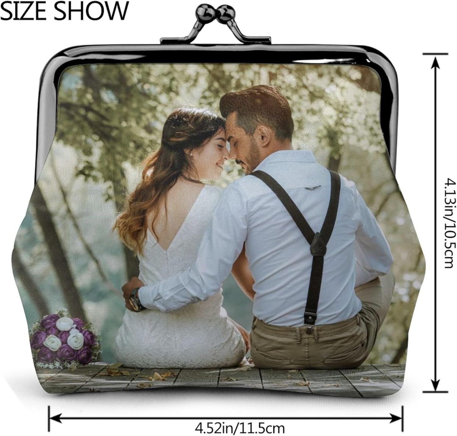 Custom Coin Purse Personalized Coin Pouch Small Durable Leather Wallet Add Photo Logo Text Change Purse (Kiss Lock Style) - Image 2