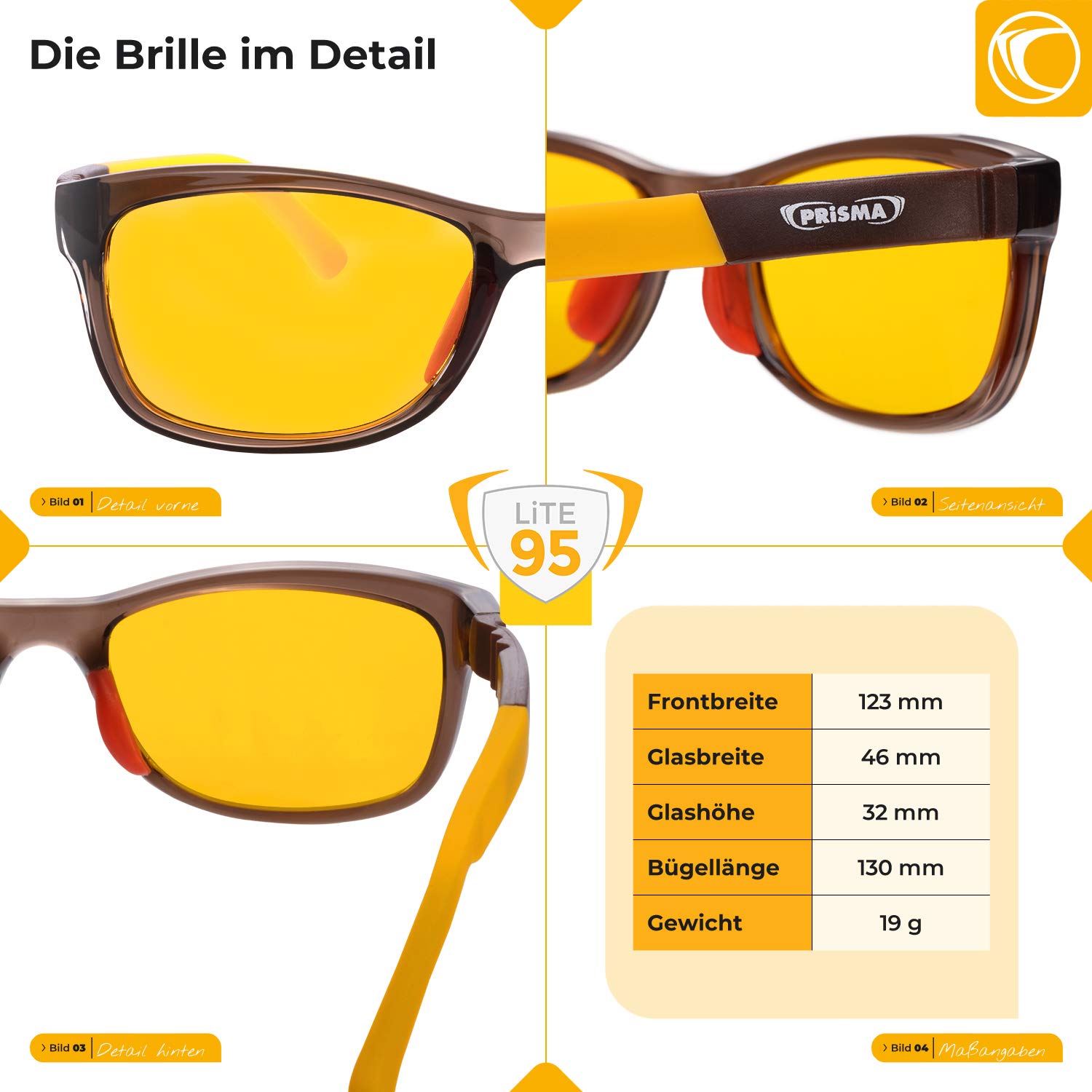 PRiSMA Gafas de filtro de luz azul para niños con filtro de luz azul LiTE95, gafas infantiles K3704 con 95% de filtro azul y montura robusta