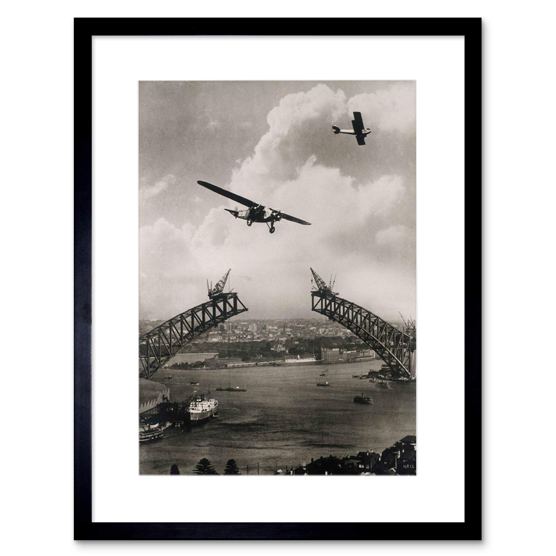 Wee Blue Coo VINTAGE PHOTOGRAPH ARCHITECTURE SYDNEY HARBOUR BRIDGE FRAMED ART PRINT MOUNT B12X3721