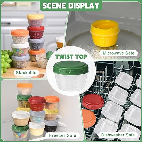 Miniatura 5 de 6 recipientes pequeños de plástico de 4 onzas con tapas, reutilizables de 12 taza pequeños recipientes de almacenamiento de alimentos, a prueba de